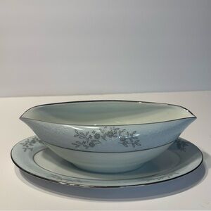 Elegant Floral Gravy Boat with Saucer